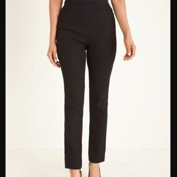 Chicos Cheetah Print Tailored Ponte‎ Leggings Brown Animal Print Pants US Size 4 - Picture 1 of 11